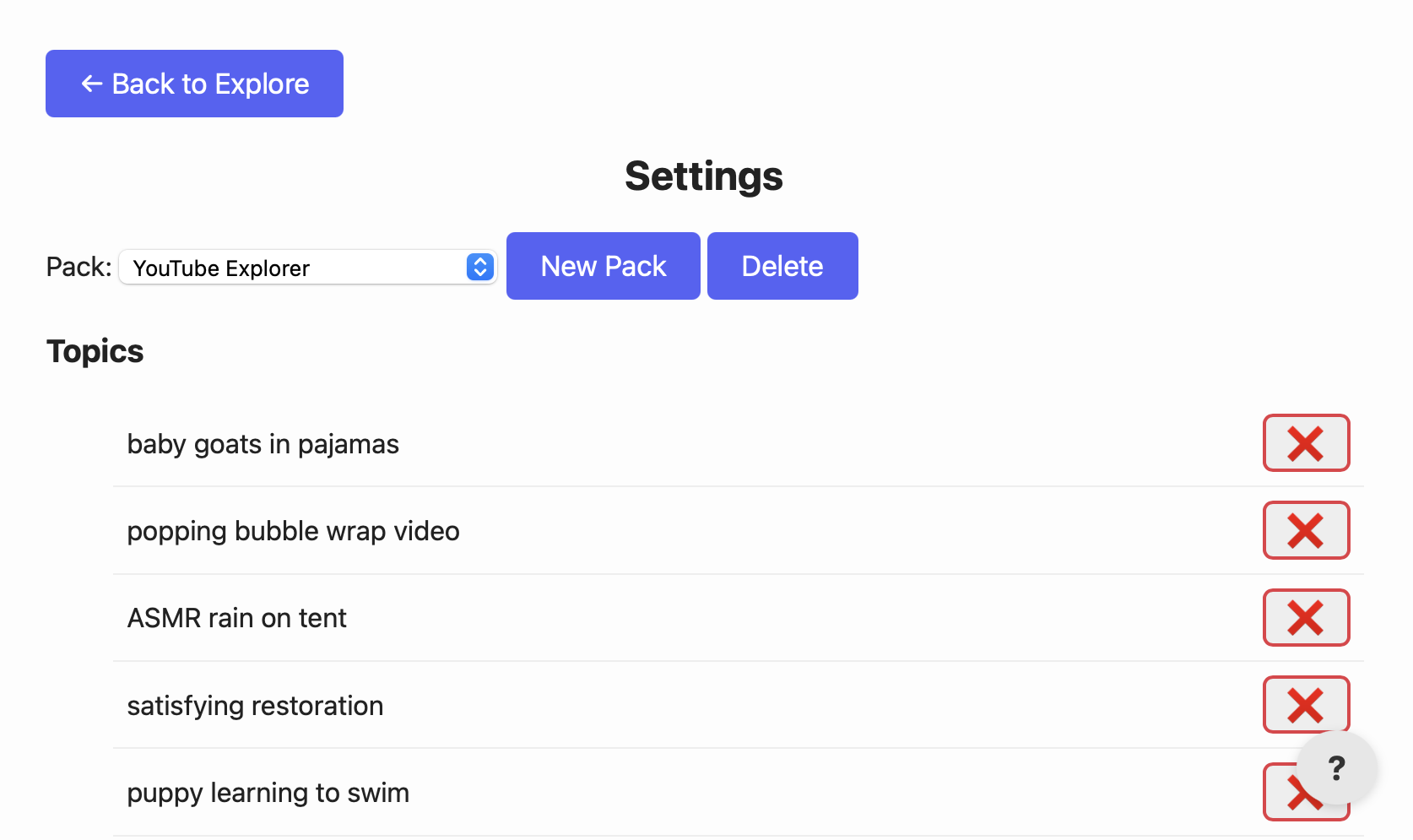 Filter Free Me settings screen (desktop view)